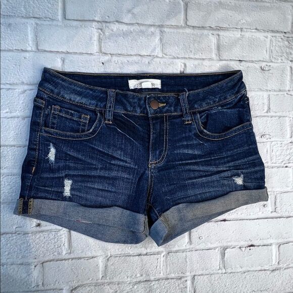 Forever 21 Denim Jean Shorts Size 27 Rolled Cuff Casual - Picture 1 of 6